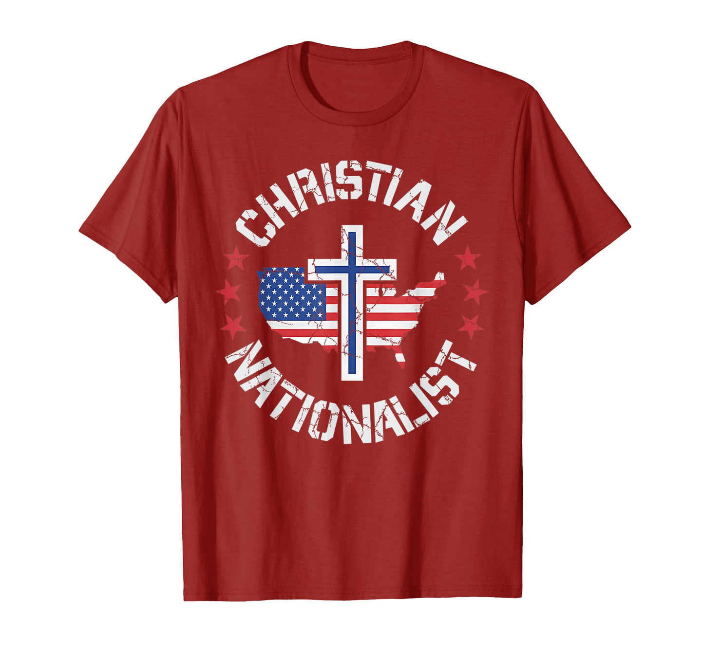 Vintage Cross Christian Nationalist Jesus Christ USA Flag T-Shirt