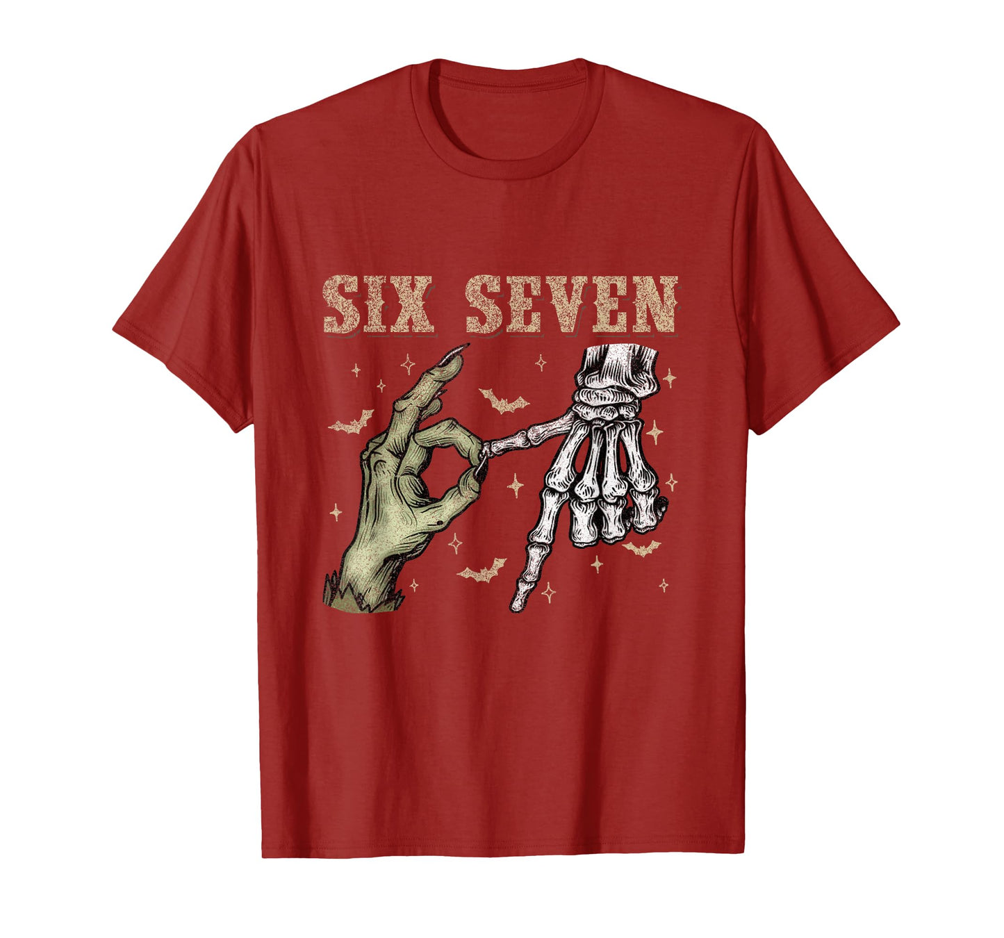 Six Seven 6 7 Halloween 67 Spooky Skeleton Monster Hands T-Shirt