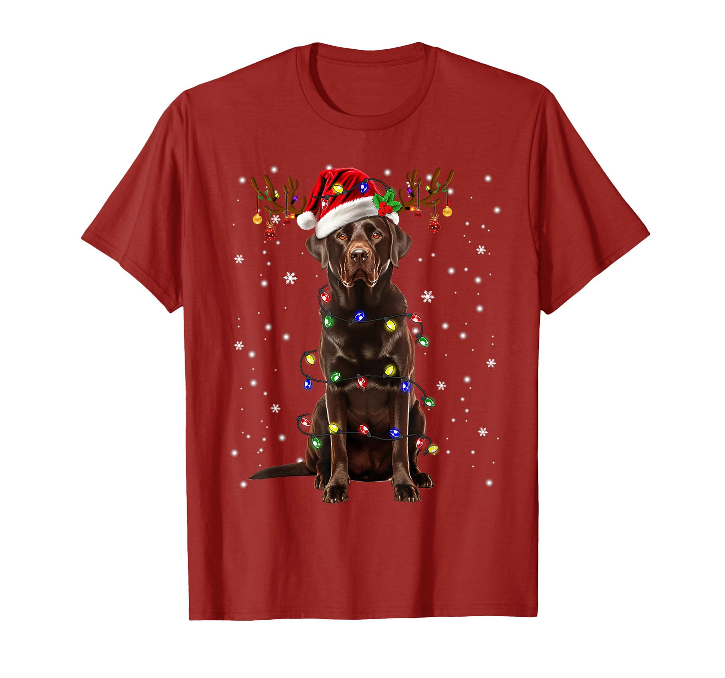Chocolate Lab Labrador Christmas Tree Light Pajama Dog Xmas T-Shirt