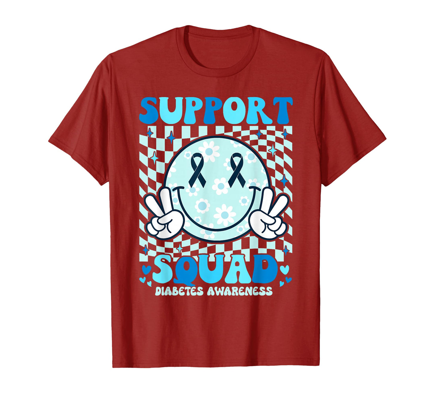 Support Squad Diabetes Awareness Shirt Blue Smile T1D Type 1 T-Shirt