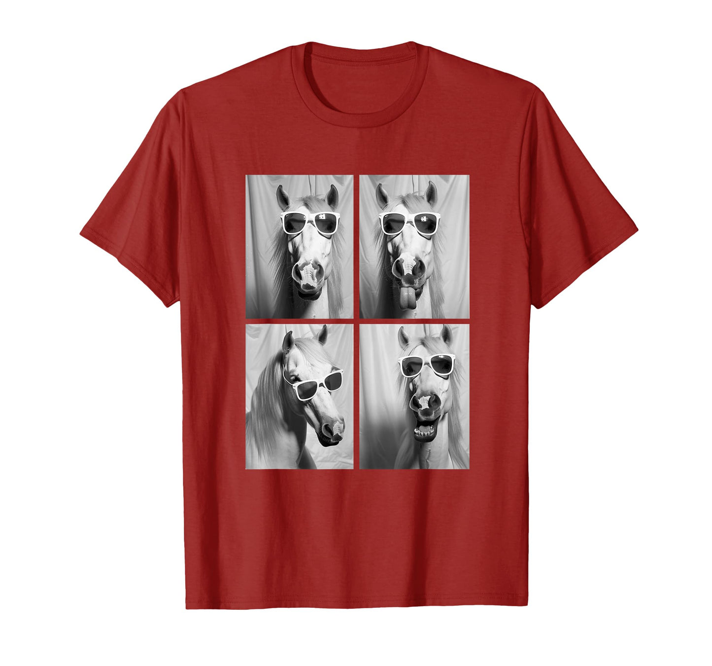 Cute Horses with Sunglasses Hipster Photo Booth Memes T-Shirt