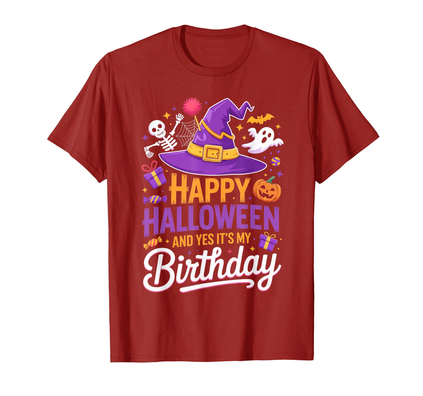 Happy Halloween and Yes It’s My Birthday Witch hat Spooky T-Shirt