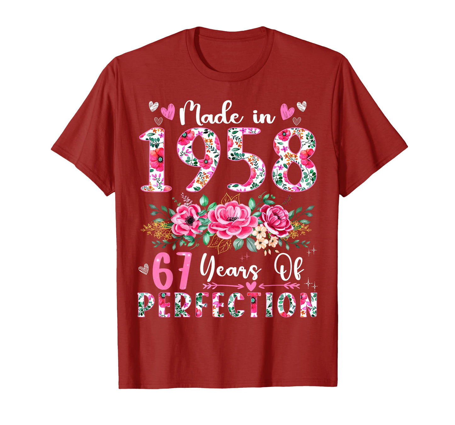 67 Year Old Made In 1958 Floral 67th Birthday Women T-Shirt