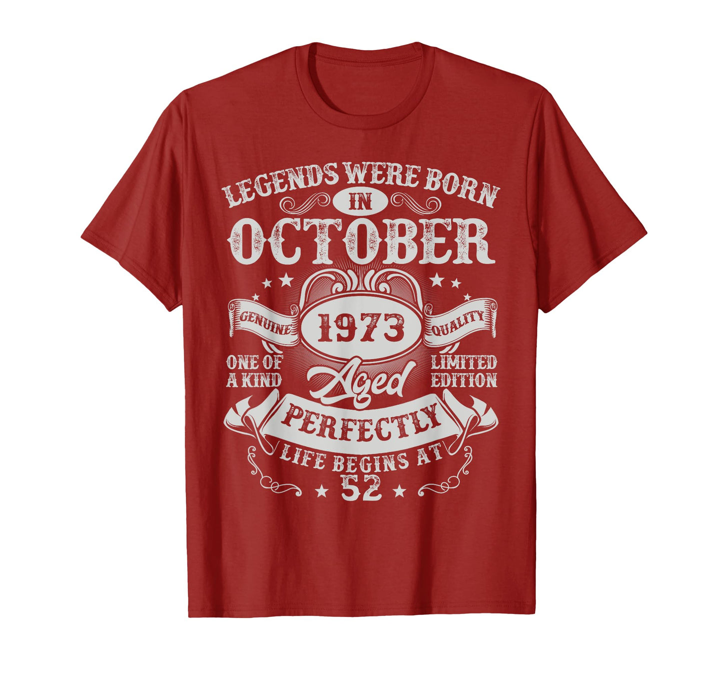 Legends Were Born in October 1973 Vintage 52nd Birthday Men T-Shirt