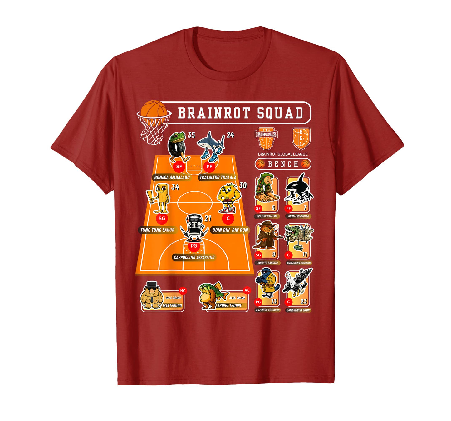 Italian-Brainrot Basketball Squad Sport Meme Funny Baller T-Shirt