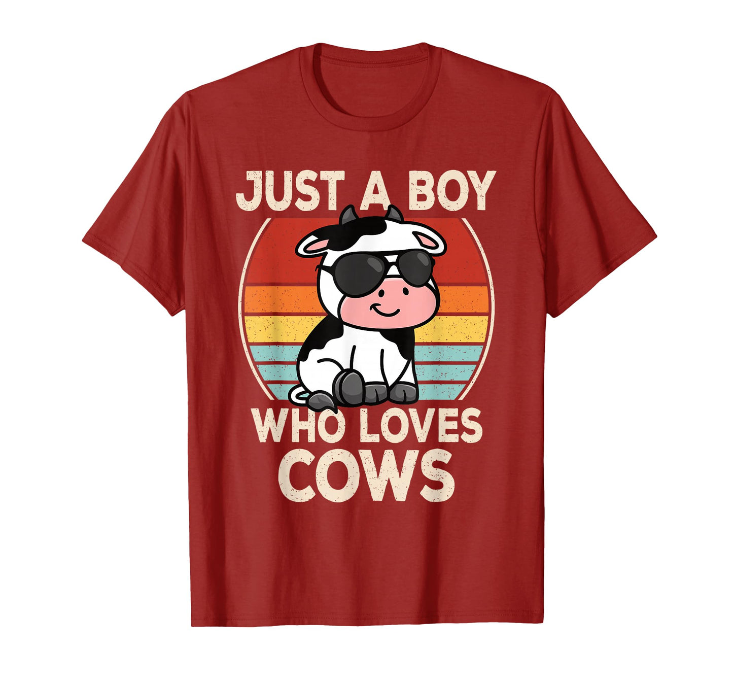 Just A Boy Who Loves Cows Retro Cow Boys Kids T-Shirt