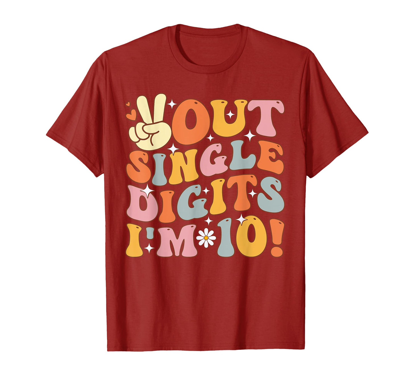 Peace Out Single Digits Retro Groovy 10th Birthday Kids Girl T-Shirt