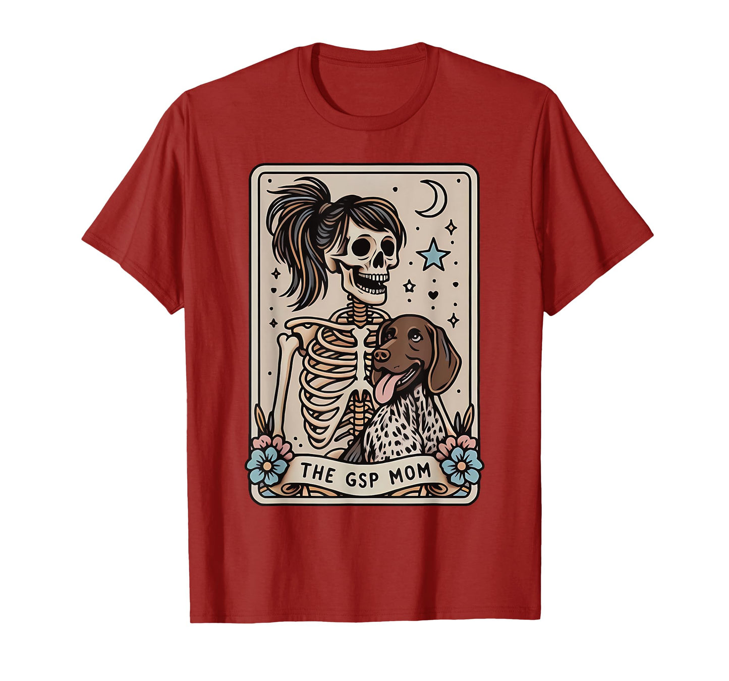GSP Mom German Shorthaired Pointer Mom Tarot Card Skeleton T-Shirt