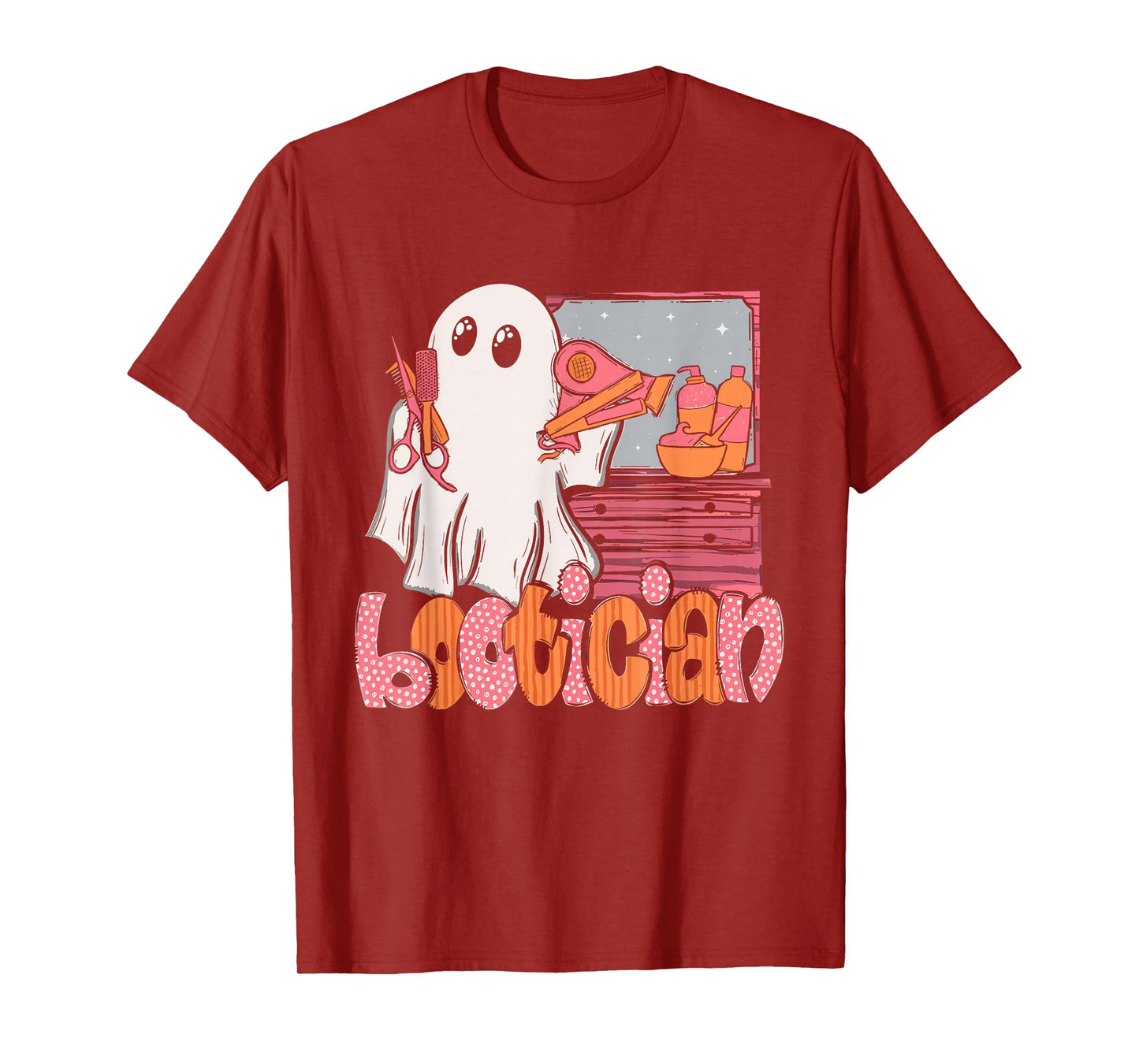 Bootician Funny Beautician Halloween Ghost Hair Stylist T-Shirt