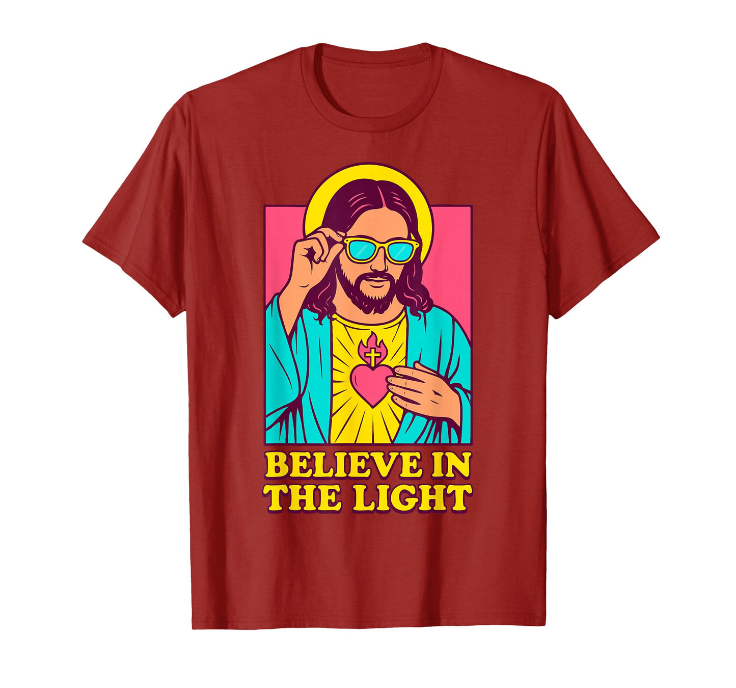 Christian Jesus Believe in The Light Anime Pop Art Blue T-Shirt