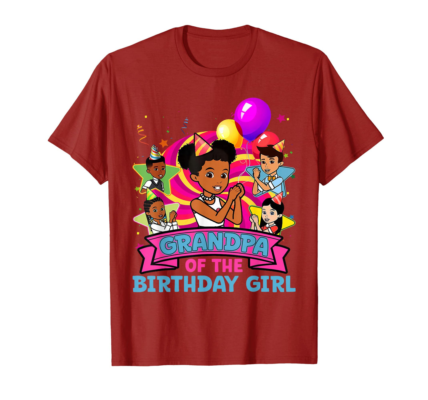 Grandpa the Birthday Girl Party Pink Doll Family Decorations T-Shirt