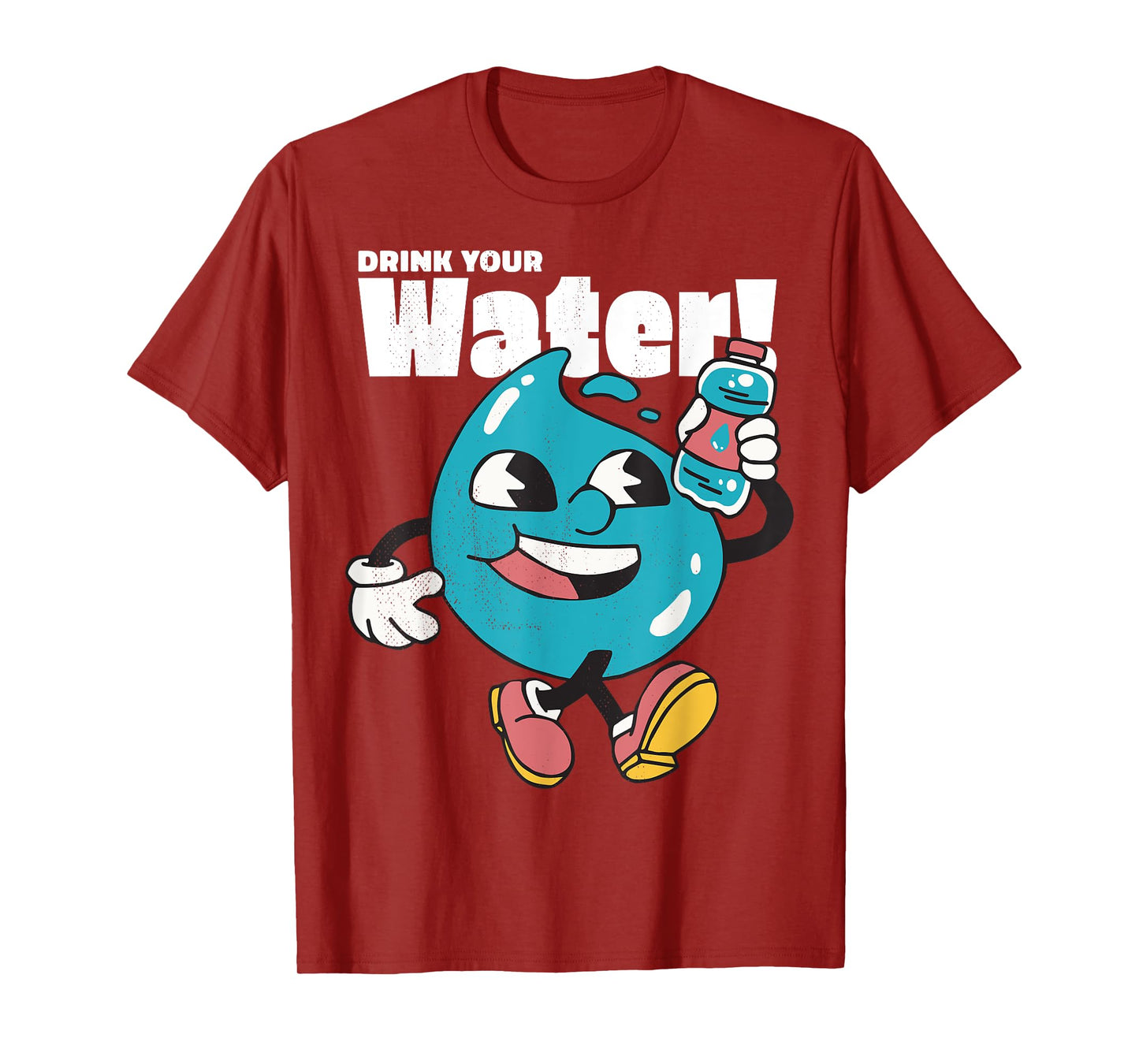 Drink your water, avoid dehydration. Waterdrop. Unisex-Kids T-Shirt. Black. Small. Short Sleeve. School Theme. Cotton, Polyester. Machine Wash.
