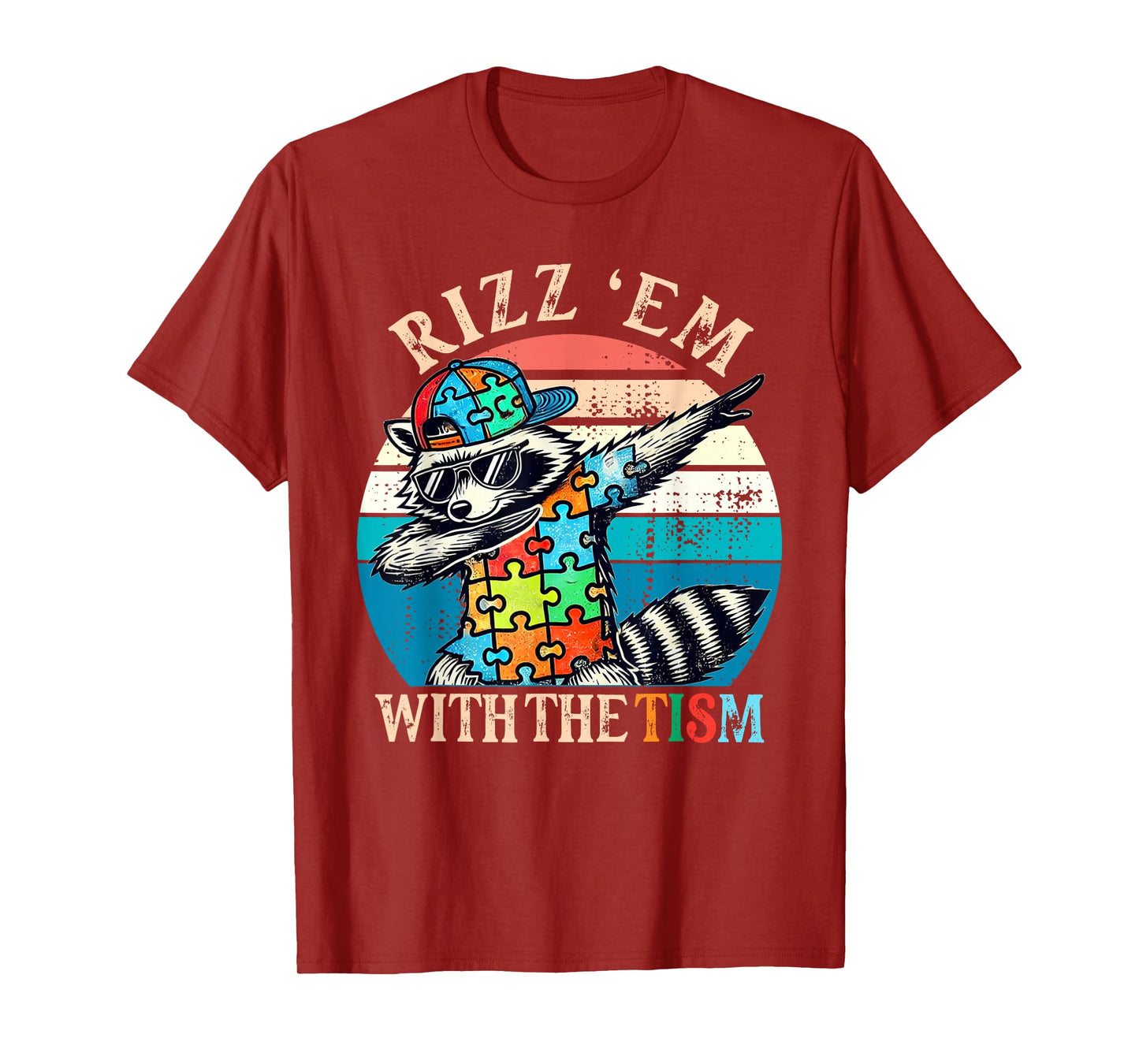 Autism Rizz Em With The Tism Meme Autistic Racoon Hand Rock T-Shirt