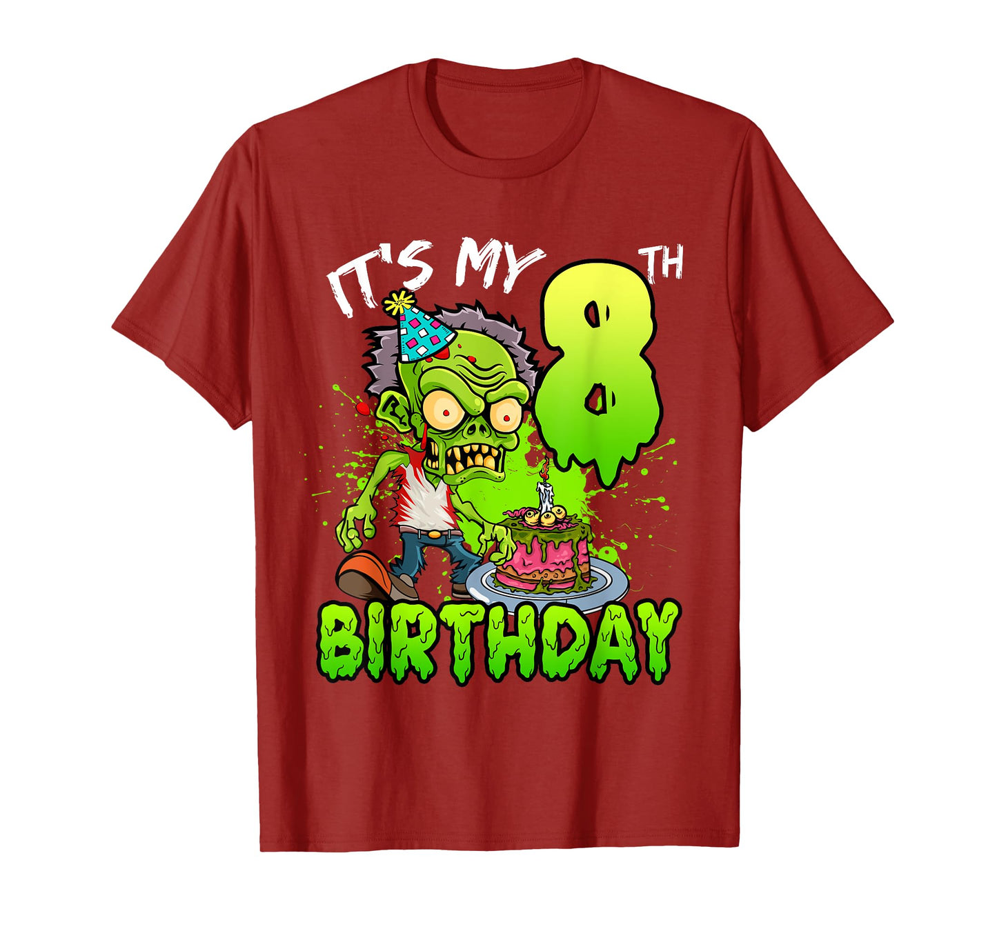 It's My 8th Birthday Zombie Lover 8 Year Old Boys Girls T-Shirt