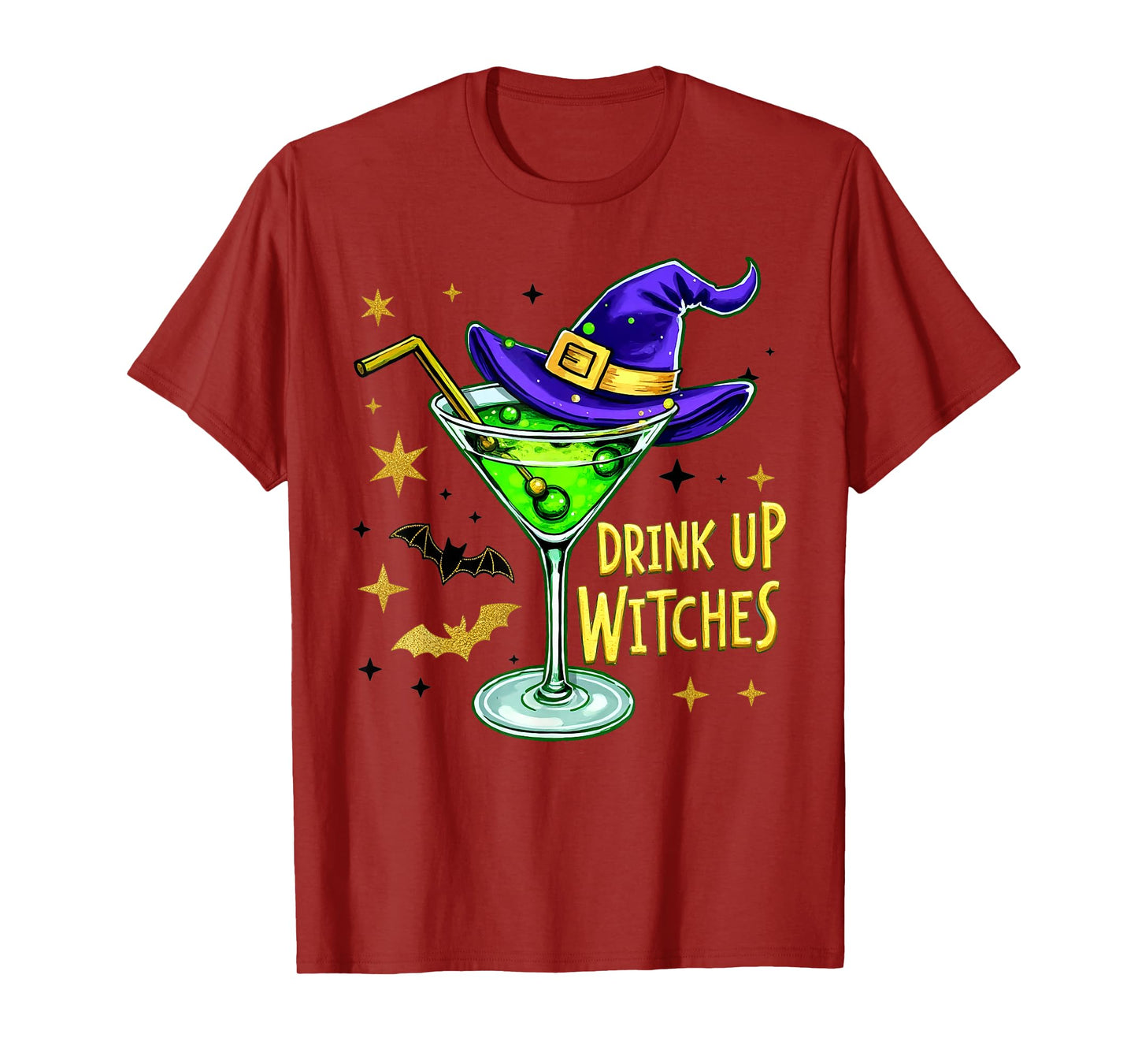 Drink Up Witches Funny Drinking Martini Cocktail Halloween T-Shirt