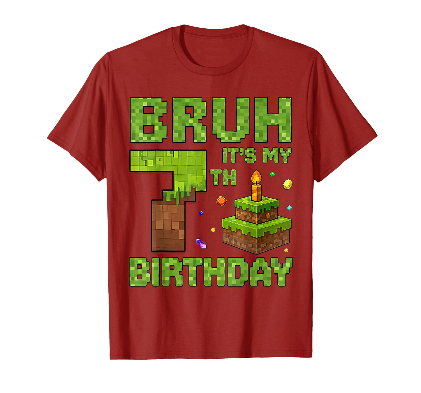 Funny Birthday Boy Bruh It's My 7th Birthday Game Pixel T-Shirt