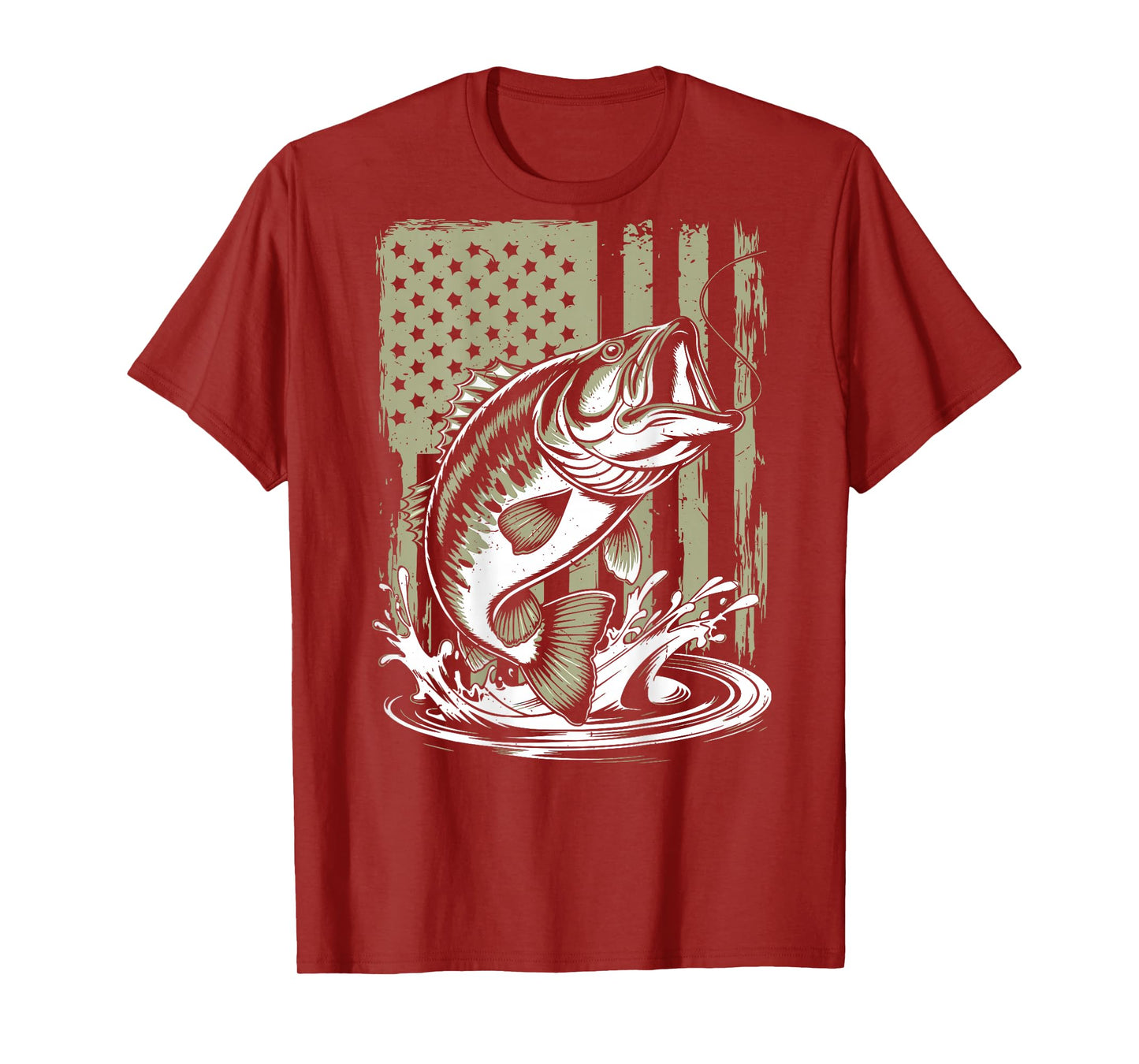 Camo Largemouth Bass Fish American Flag Boy Youth Patriotic T-Shirt