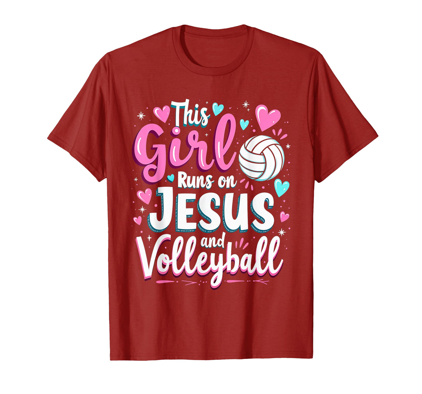 Christian Volleyball This Girl Runs On Jesus and Volleyball T-Shirt