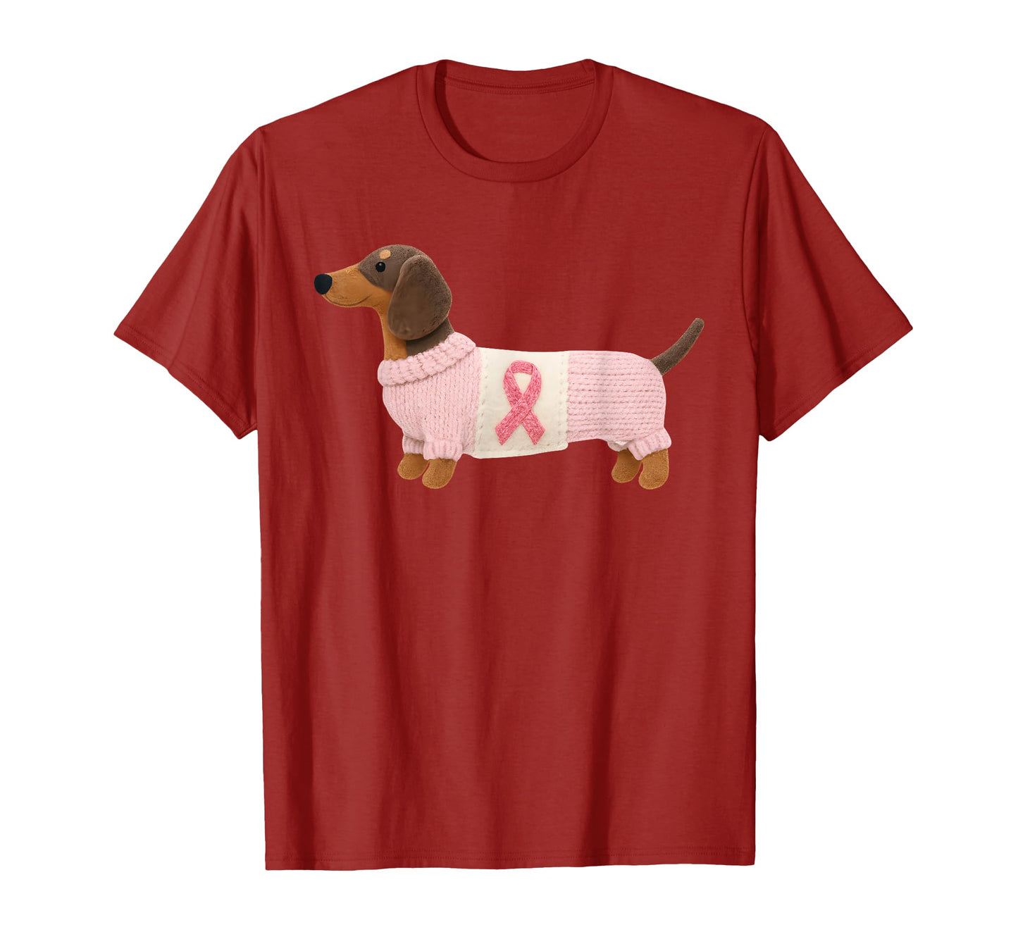 Dachshund Pink Ribbon Breast Cancer Awareness Support T-Shirt