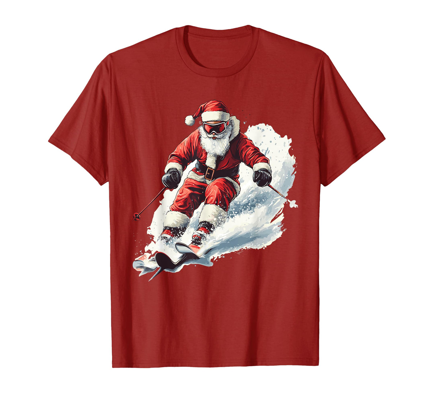 Santa Skiing Funny Christmas Skier Ski Racer Xmas Pajama T-Shirt