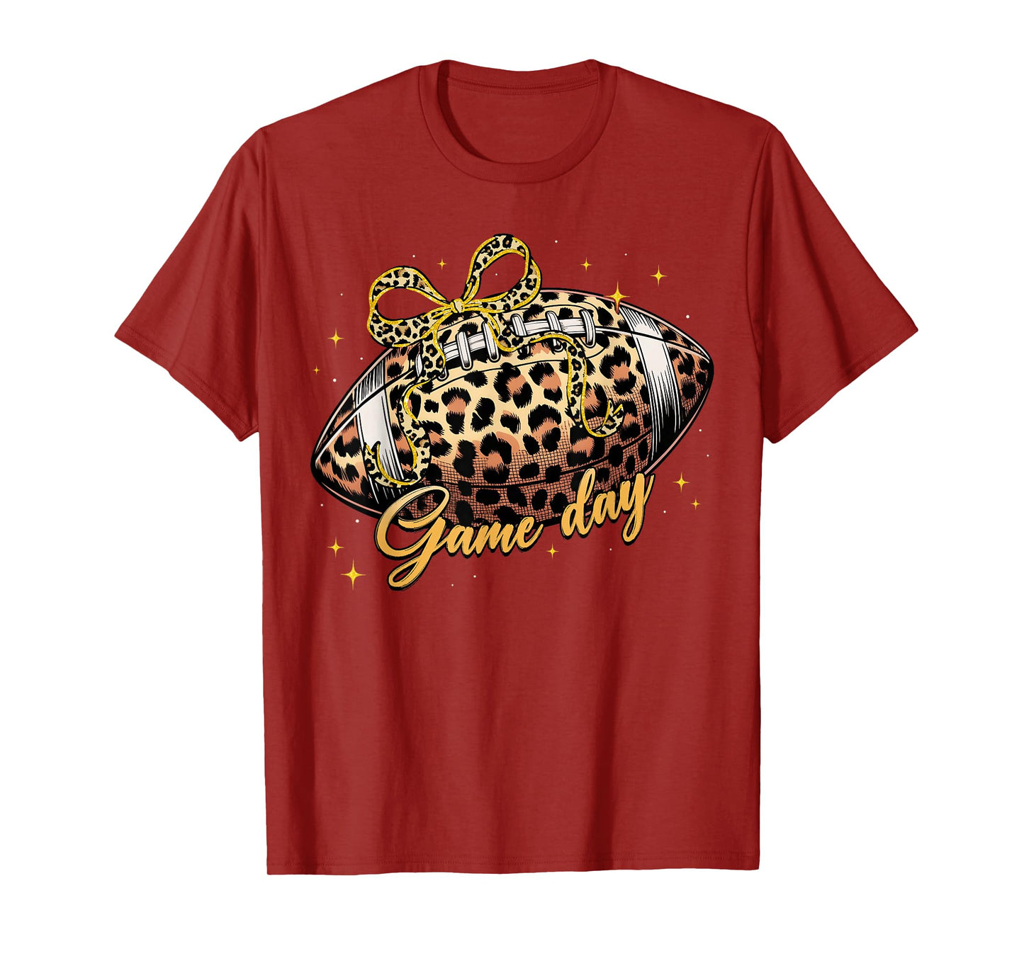 Game Day Football Coquette Bow Leopard Fall Thanksgiving T-Shirt