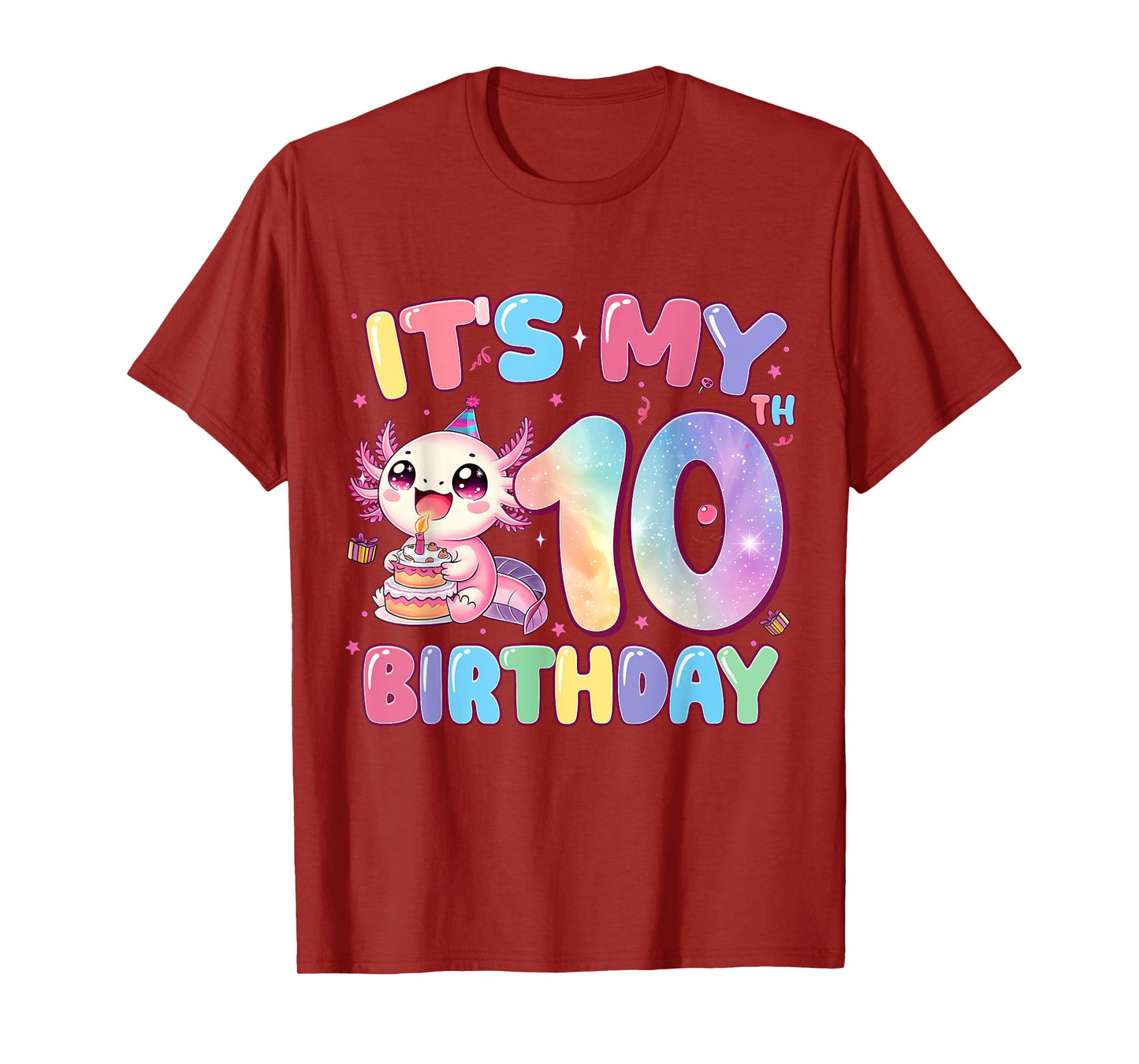 It's My 10th Birthday Girl Cute Axolotl 10 Year Old Kids T-Shirt
