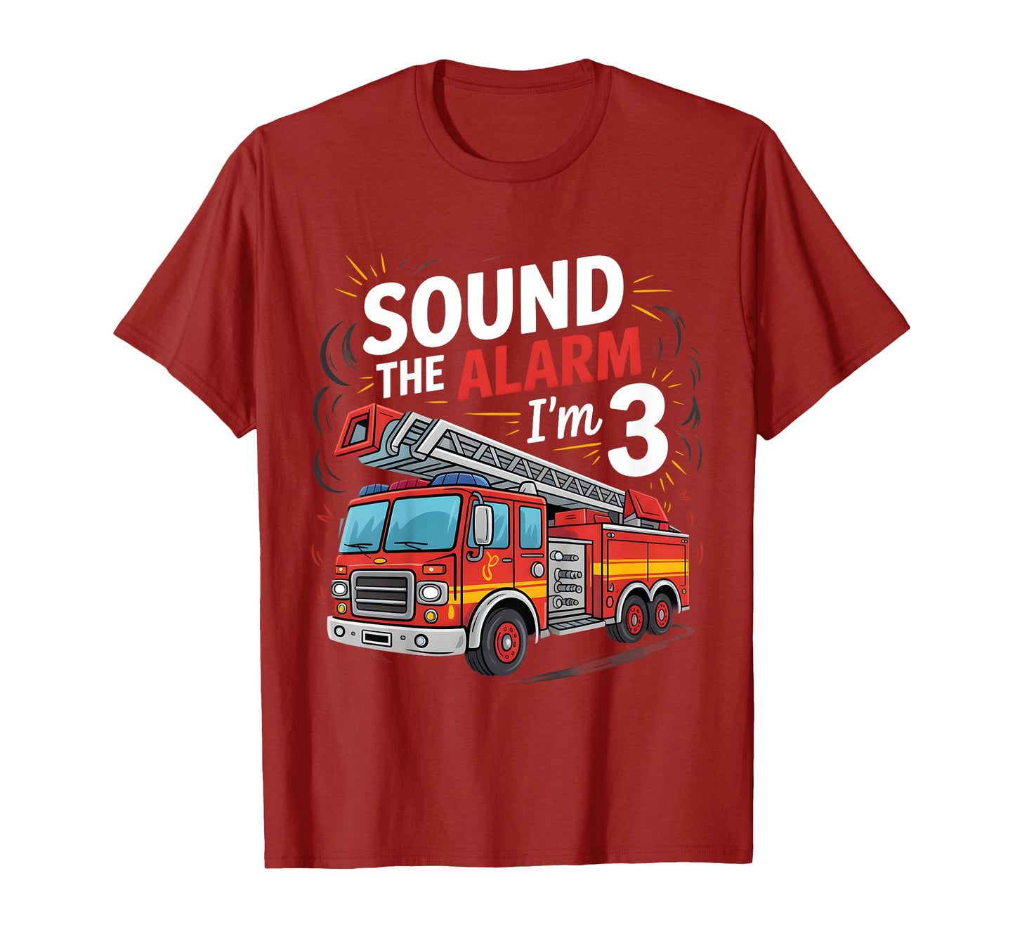 Kids Fire Truck I'm 3 Sound The Alarm Firefighter 3rd Birthday T-Shirt