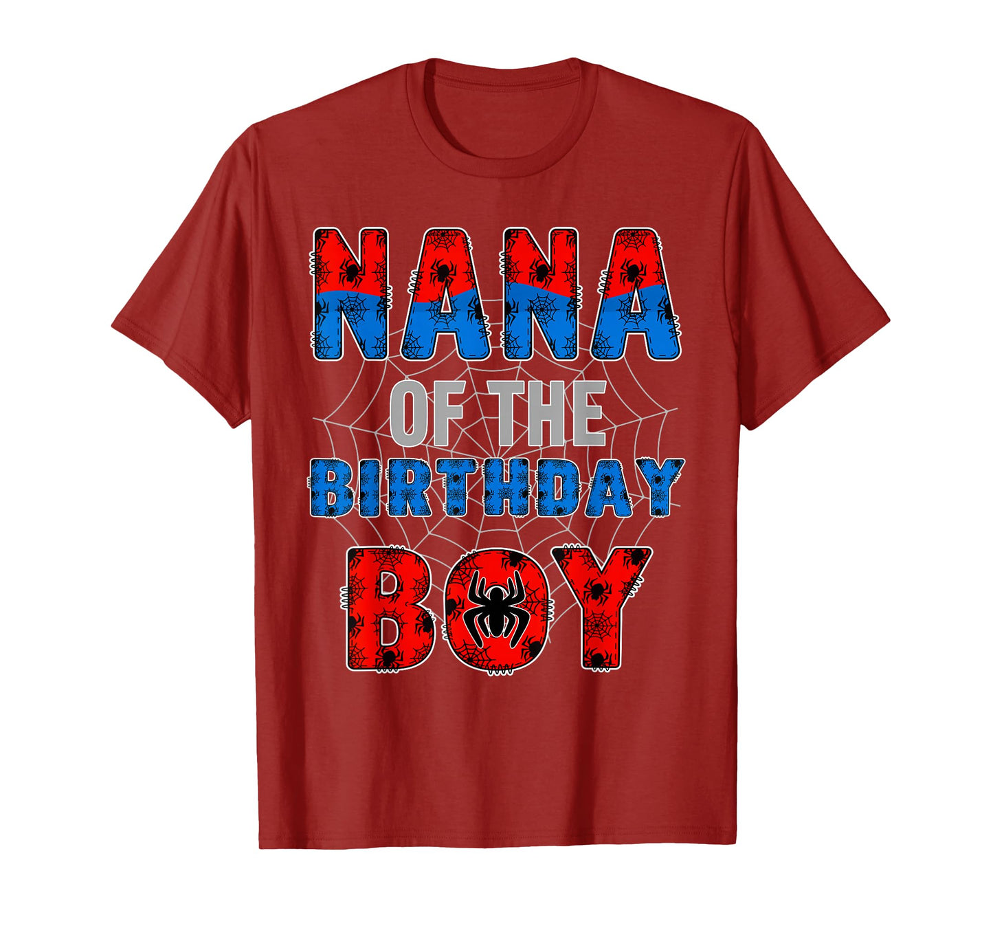 Nana of The Birthday Boy Family Spider Web Birthday Party T-Shirt