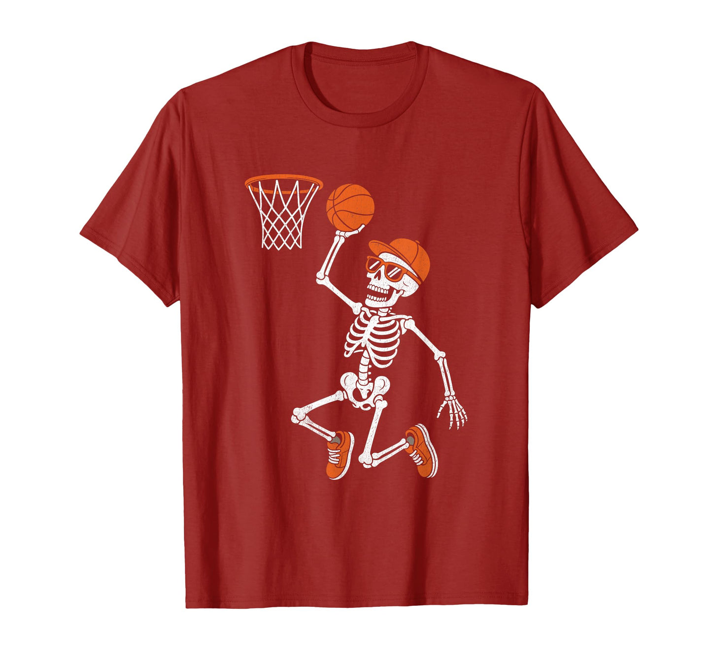 Halloween Skeleton Funny Basketball for Teens Boys Men T-Shirt