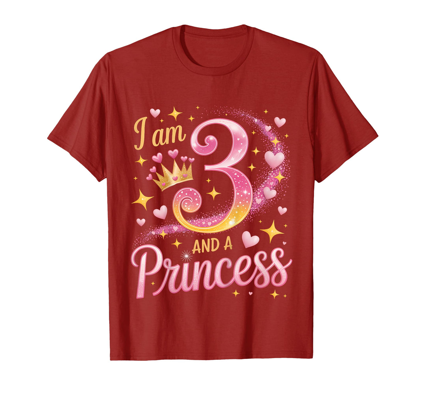3 Years I Am 3 and A Princess Cute Girl Outfit 3rd Birthday T-Shirt