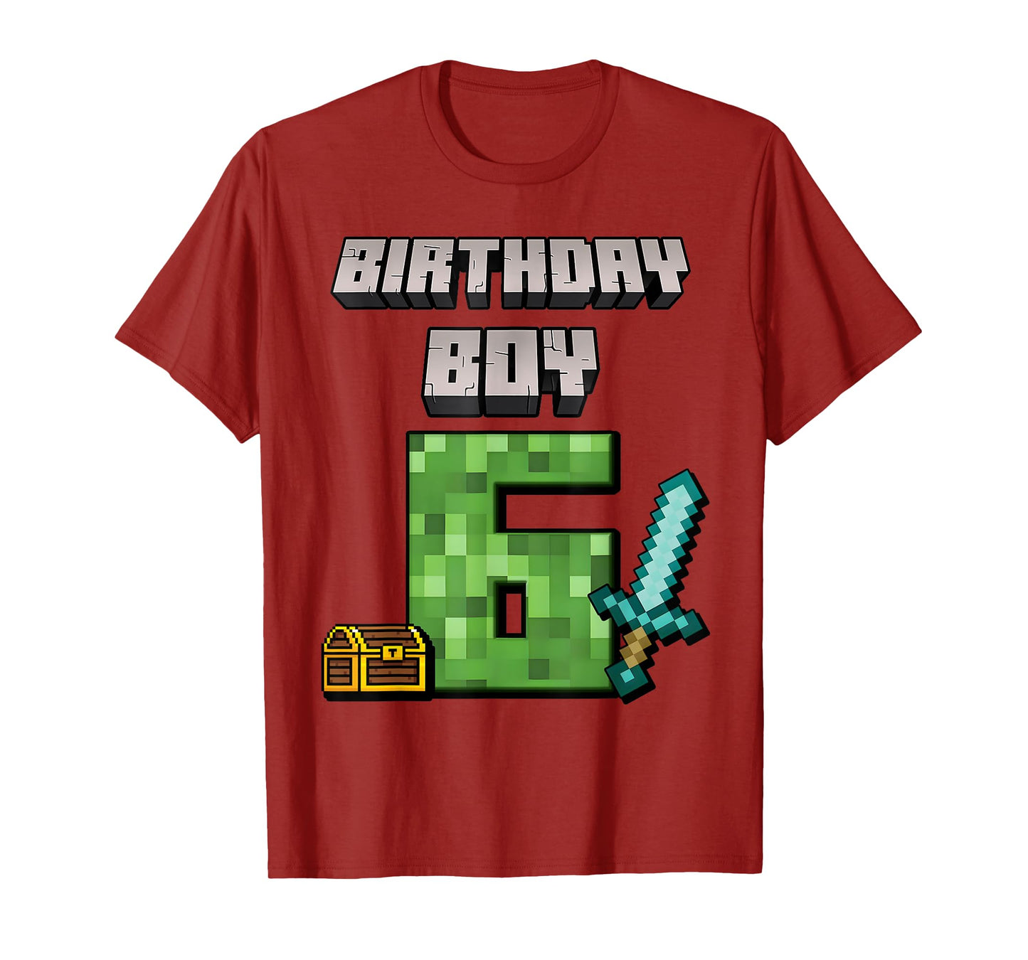 Birthday Boy 6th Birthday I'm 6 Year Old Gamer Pixel T-Shirt
