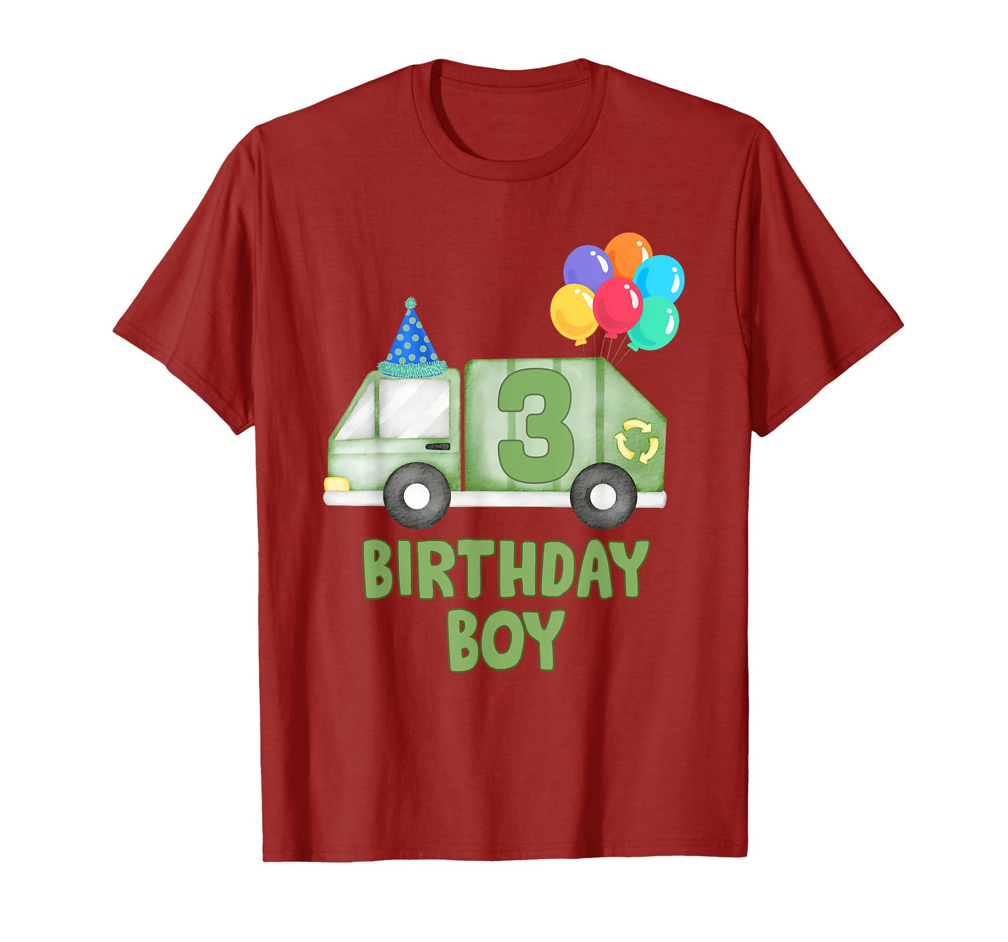 Garbage Truck Birthday Boy Girl Trash Truck 3rd Birthday T-Shirt