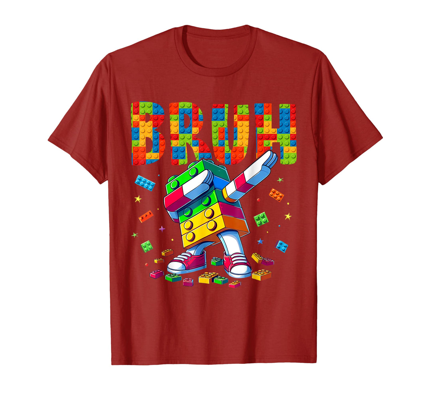 Boys Kids Funny Building Blocks Dabbing Bruh Gamer T-Shirt