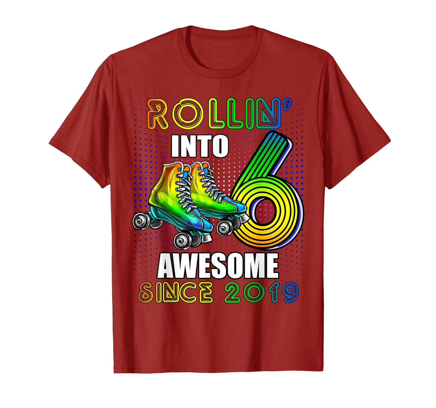 Birthday Roller Skating 6th Girls Rollin into 6 Skate Party T-Shirt