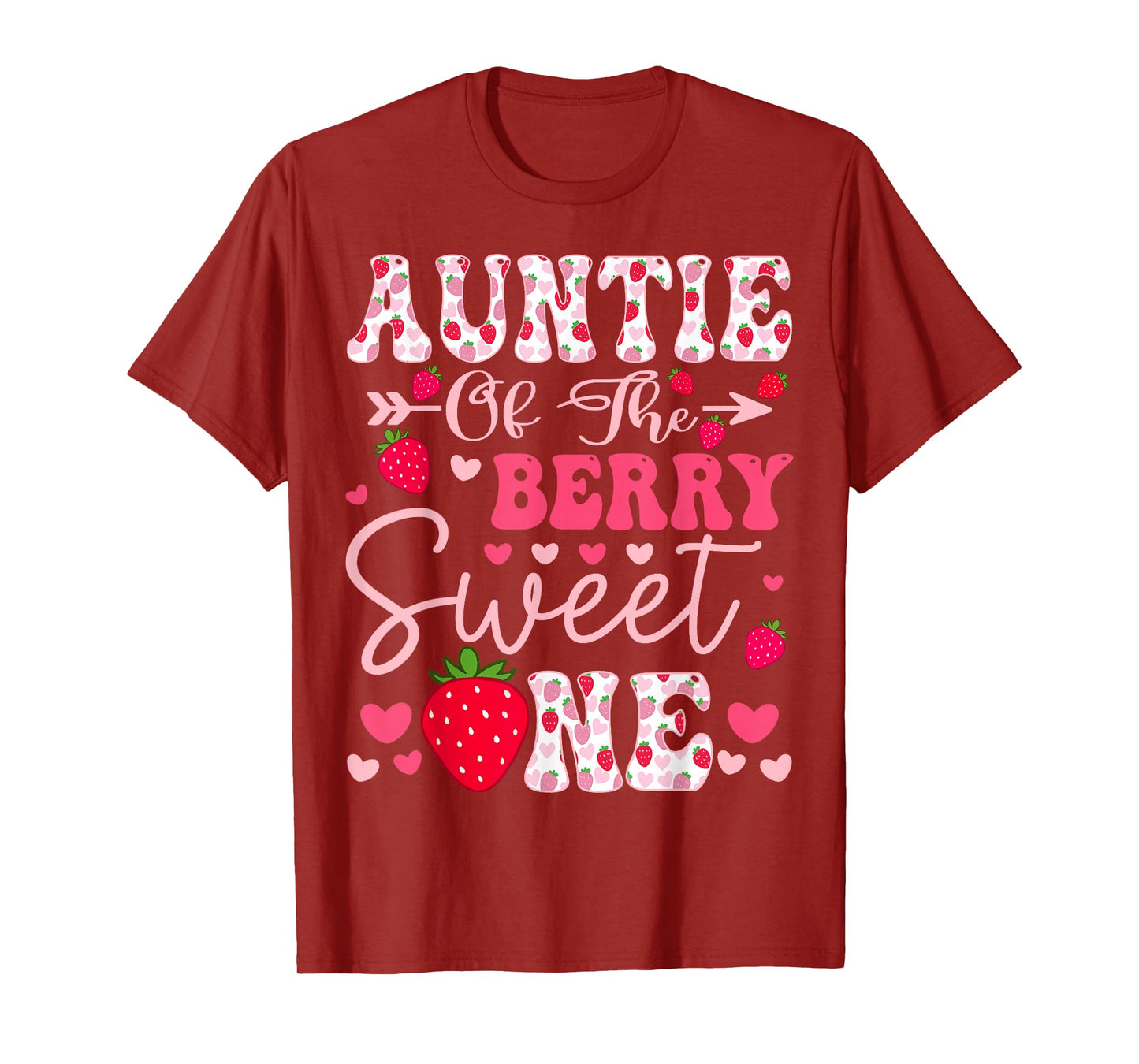 Auntie Of The Berry Sweet One Strawberry 1St Birthday T-Shirt