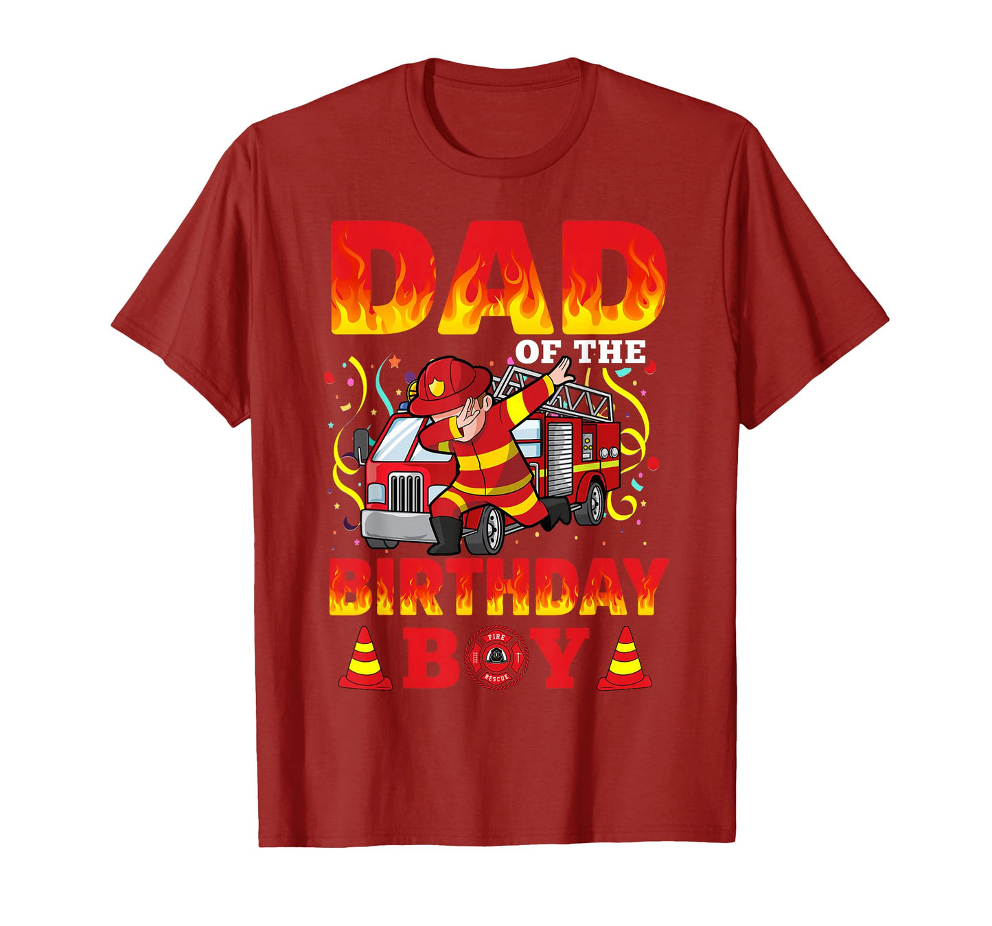 Dad Of The Birthday Boy Fire Truck Firefighter Boys T-Shirt