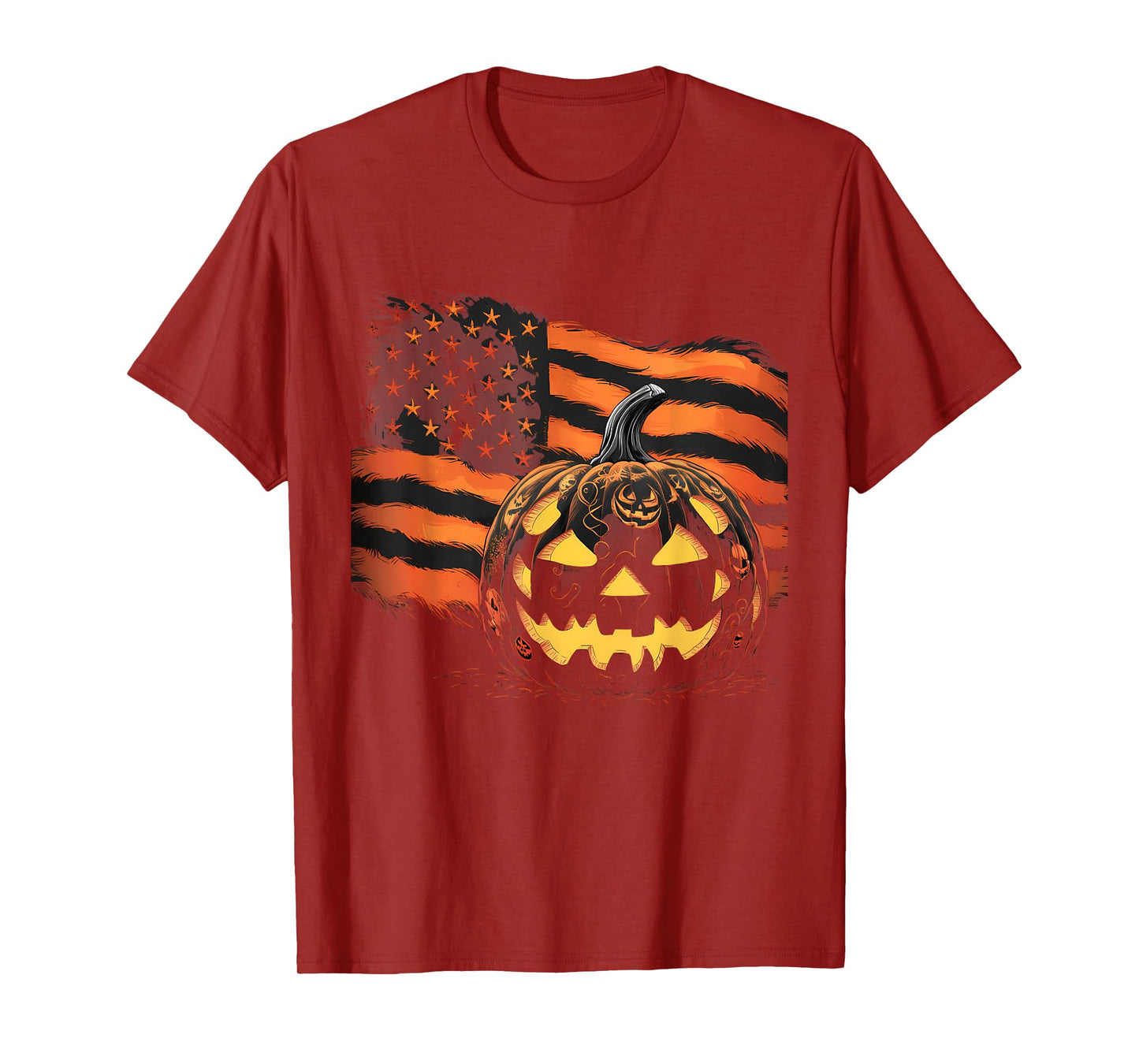 Halloween Tshirt Pumpkin American Flag Horror Party Costume T-Shirt