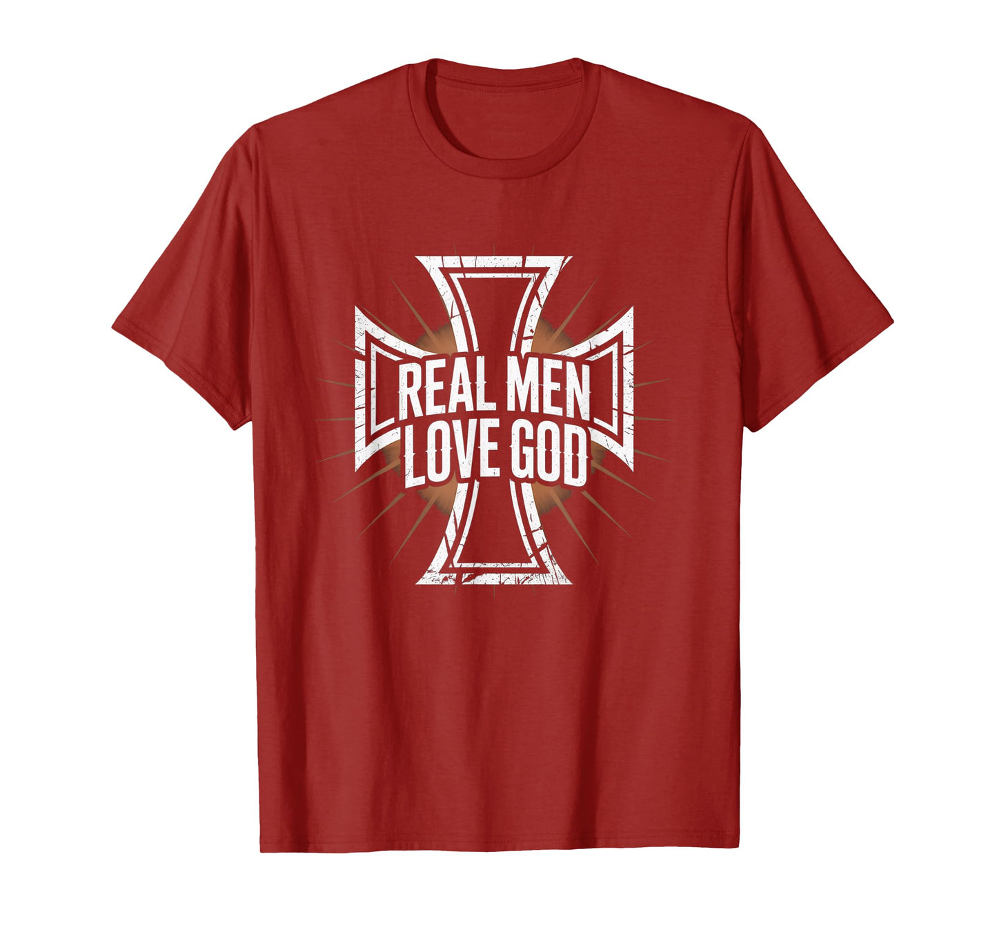 Christian Faith Real Men Love God Cross Design T-Shirt