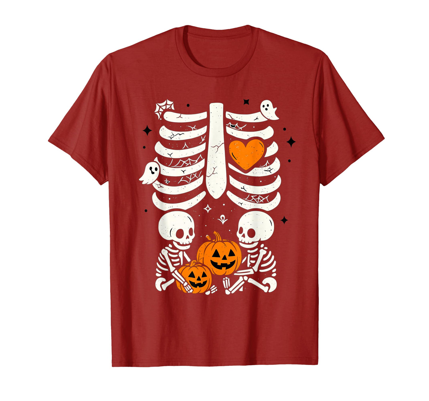 Skeleton Baby Twins Halloween Pregnancy Announcement Mom T-Shirt