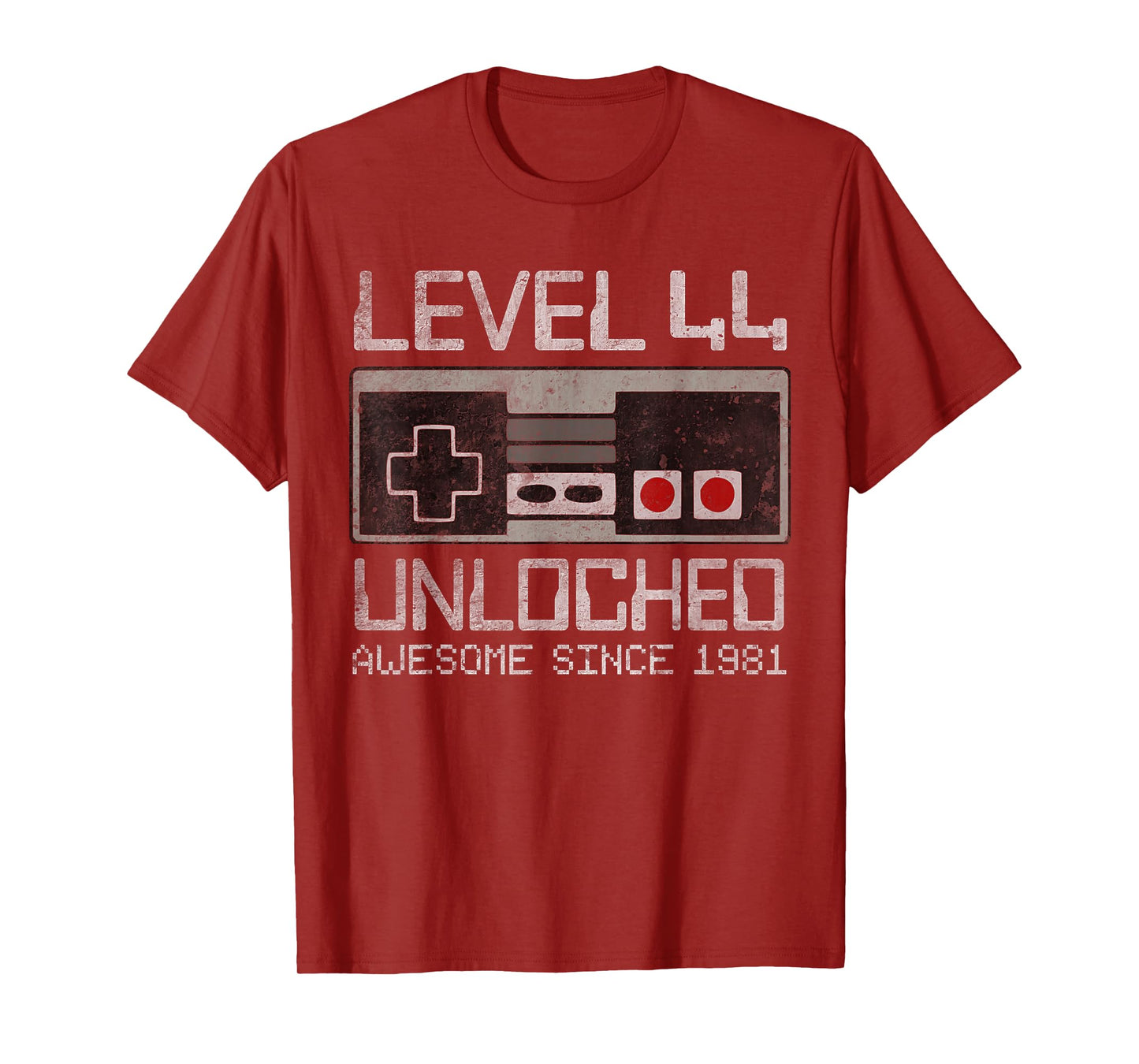 Level 44 Unlocked 44th Birthday 44 Year Old Video Gamer Men T-Shirt