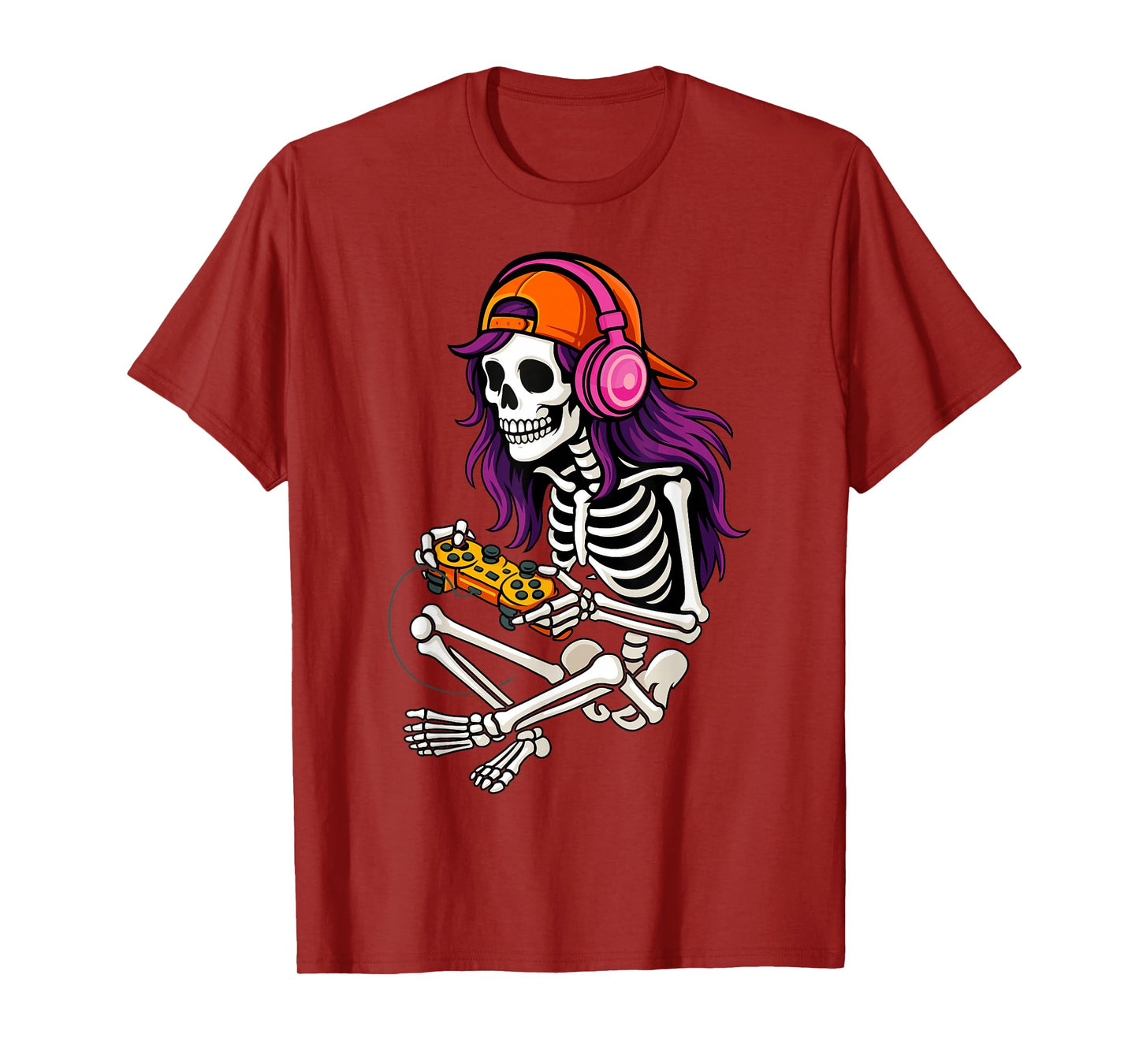 Skeleton Girl Gamer Funny Halloween Costume Spooky Gaming T-Shirt