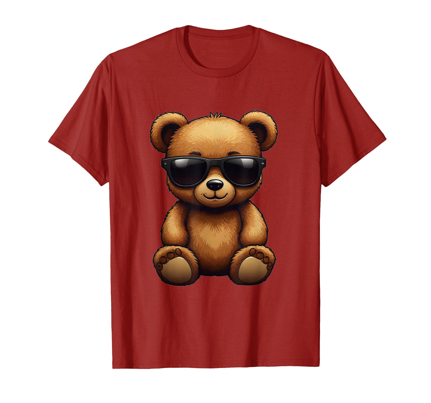 Cool Brown Bear Teddy Bear Wearing Sunglasses in Summer T-Shirt