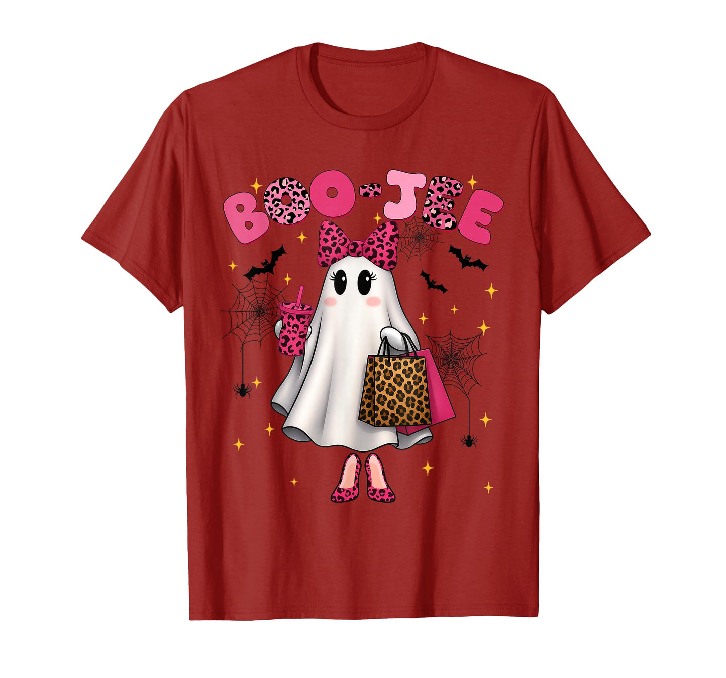 Cute Leopard Boo JEE Ghost Coffee Halloween Costumes Womens T-Shirt