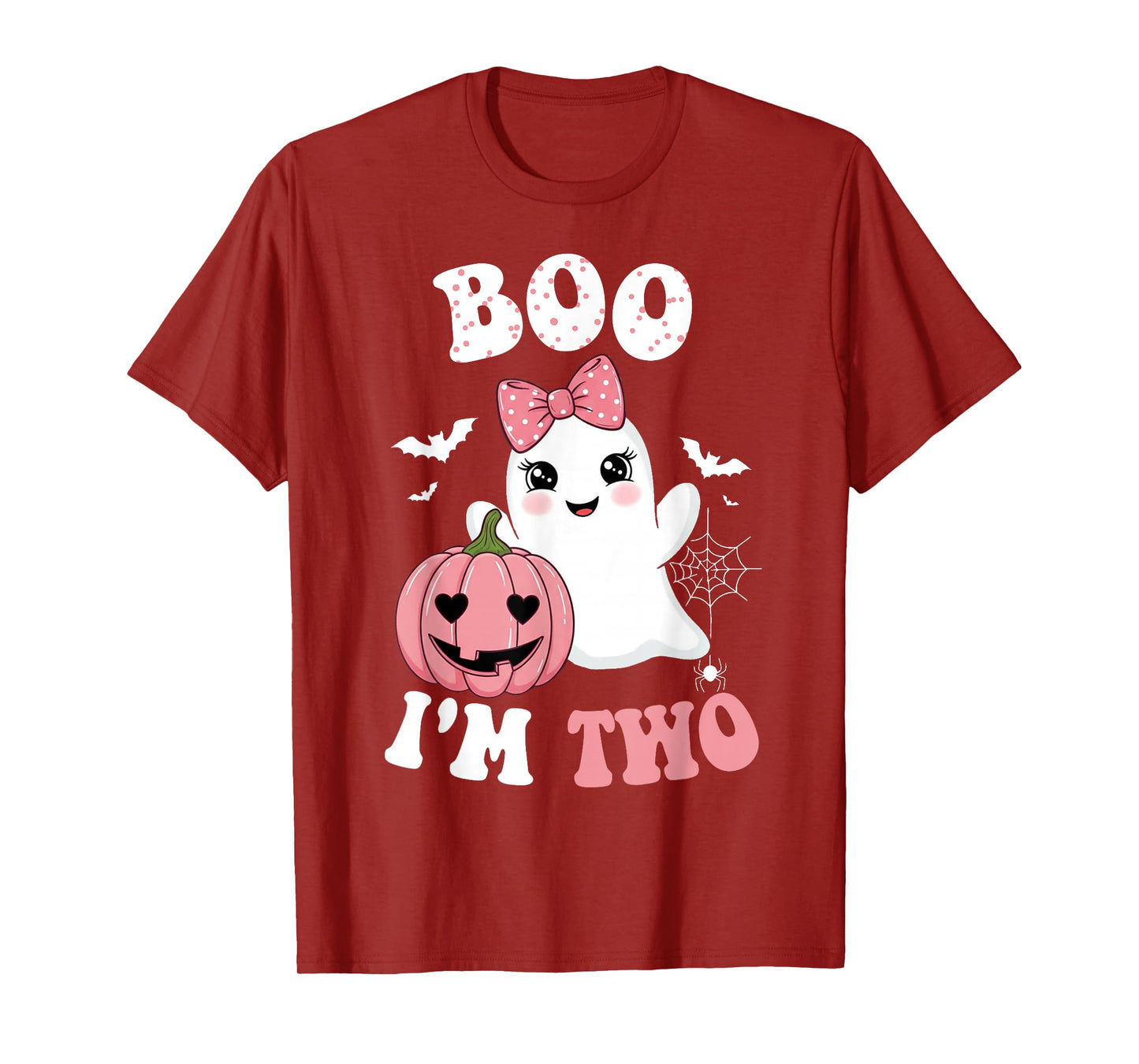 Boo I'm Two Birthday Pink Pumpkin Halloween Girls Kid T-Shirt