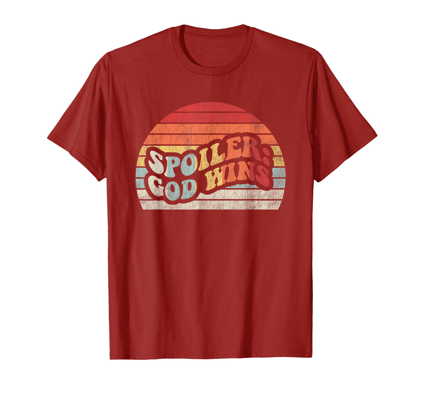 Spoiler God Wins Retro Colorful Text T-Shirt