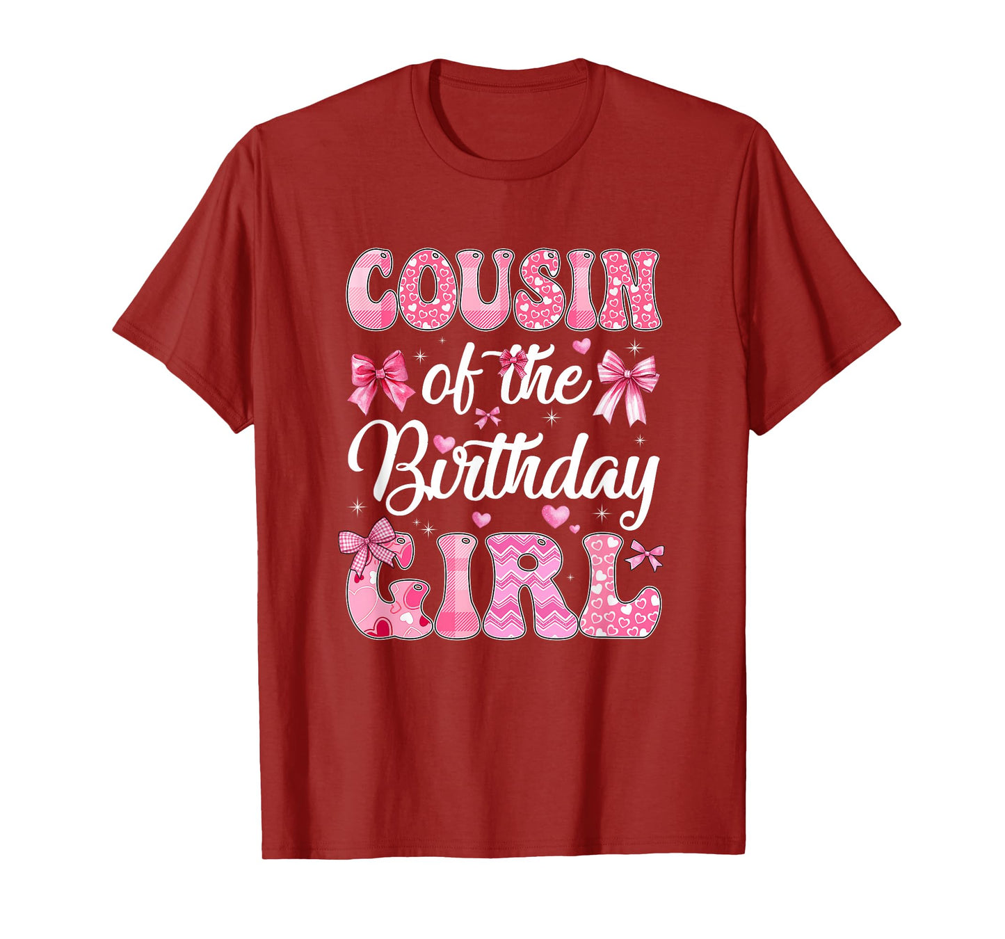 Cousin Of The Birthday Girl Family Pink Coquette Bow T-Shirt