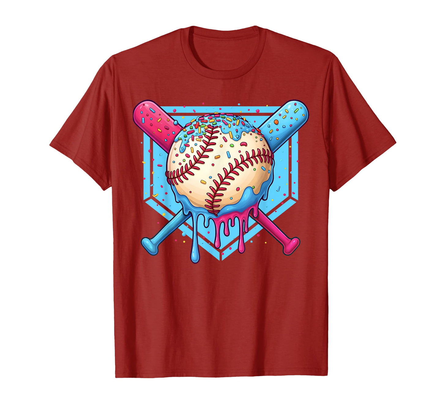 Baseball Drip Boys Home Plate Ice Cream Drip Youth Sports T-Shirt