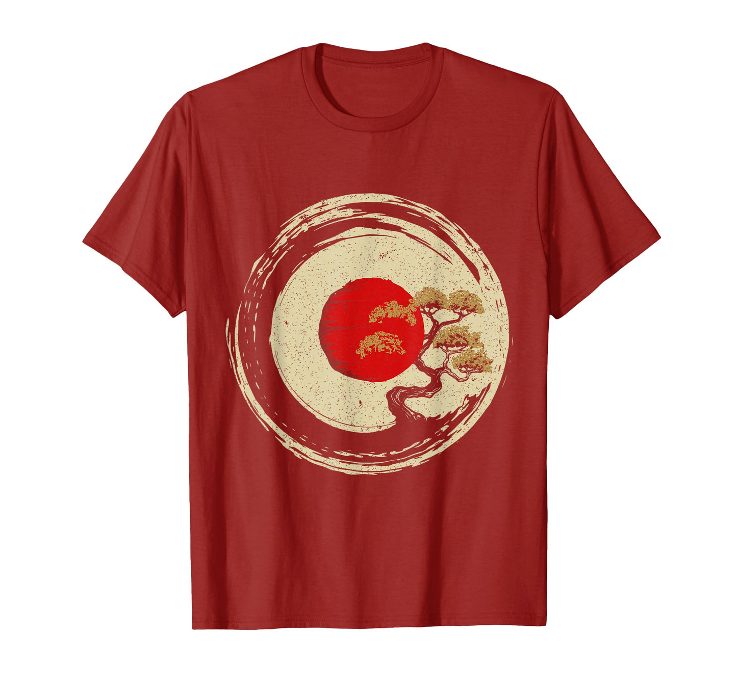 Bonsai Tree In Japanese Zen Buddhist Enso Circle T-Shirt