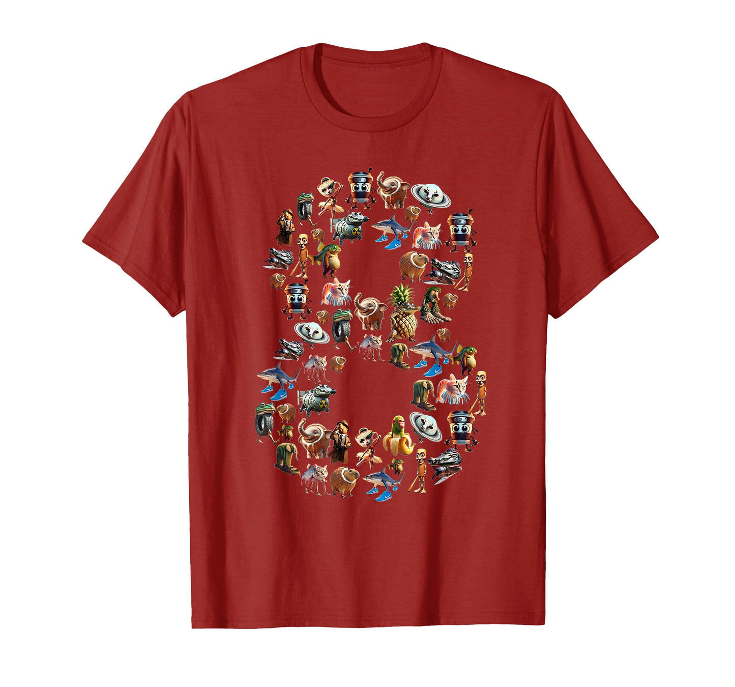 Happy 8th Birthday Boy Italian Brainrot Meme Party Funny T-Shirt