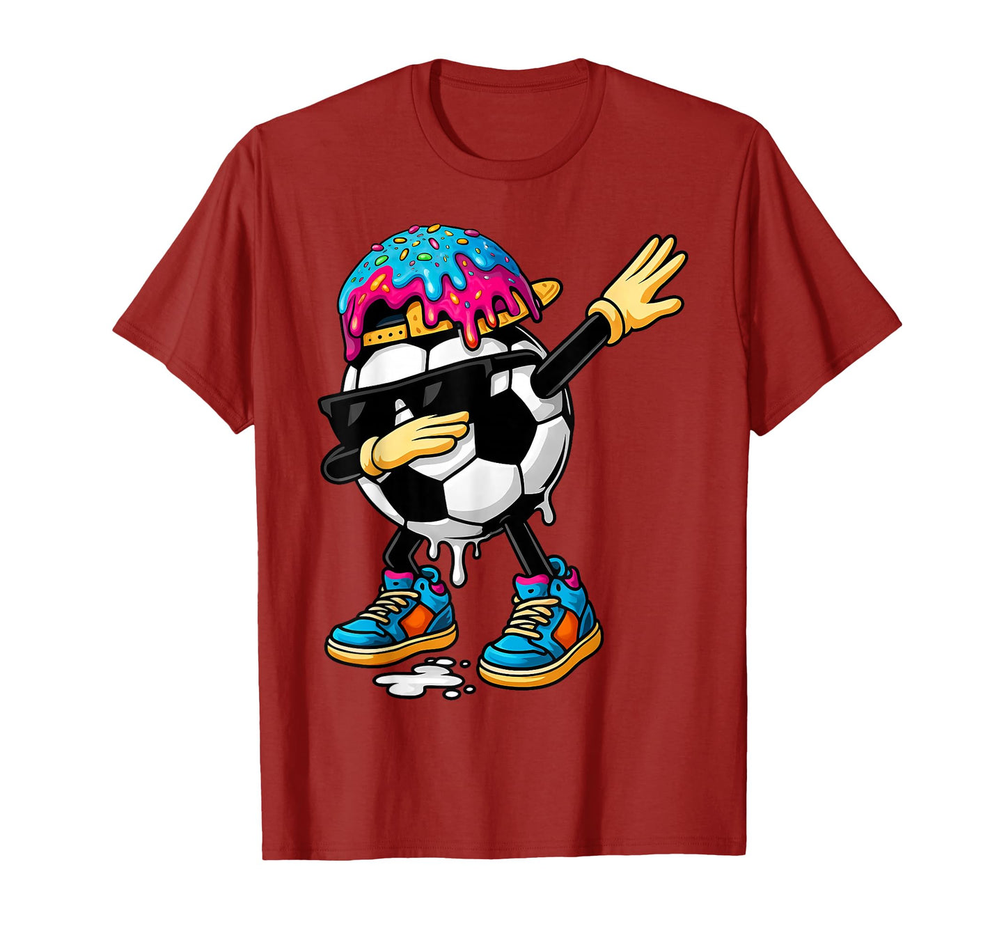 Dabbing Soccer Ice Cream Drip for Boys Funny Soccer Kids T-Shirt